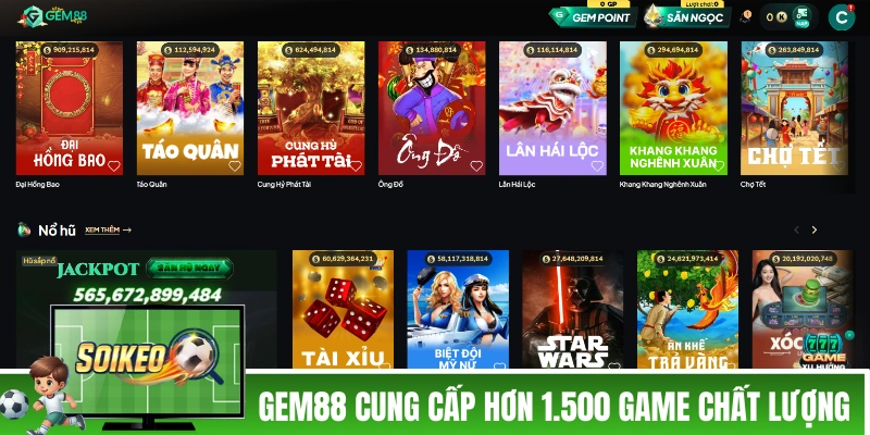 GEM88 cung cấp hơn 1.500 game chất lượng