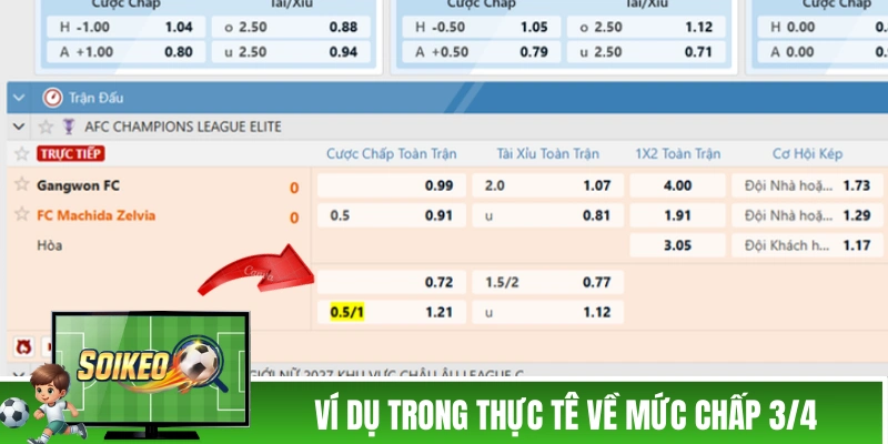 Ví dụ trong thực tế về mức chấp 3/4