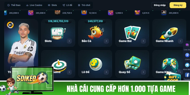 Nhà cái cung cấp hơn 1.000 tựa game